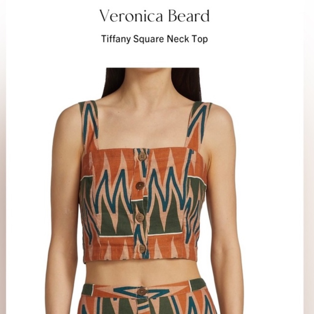 Veronica Beard Tiffany Square Neck Top Sz L